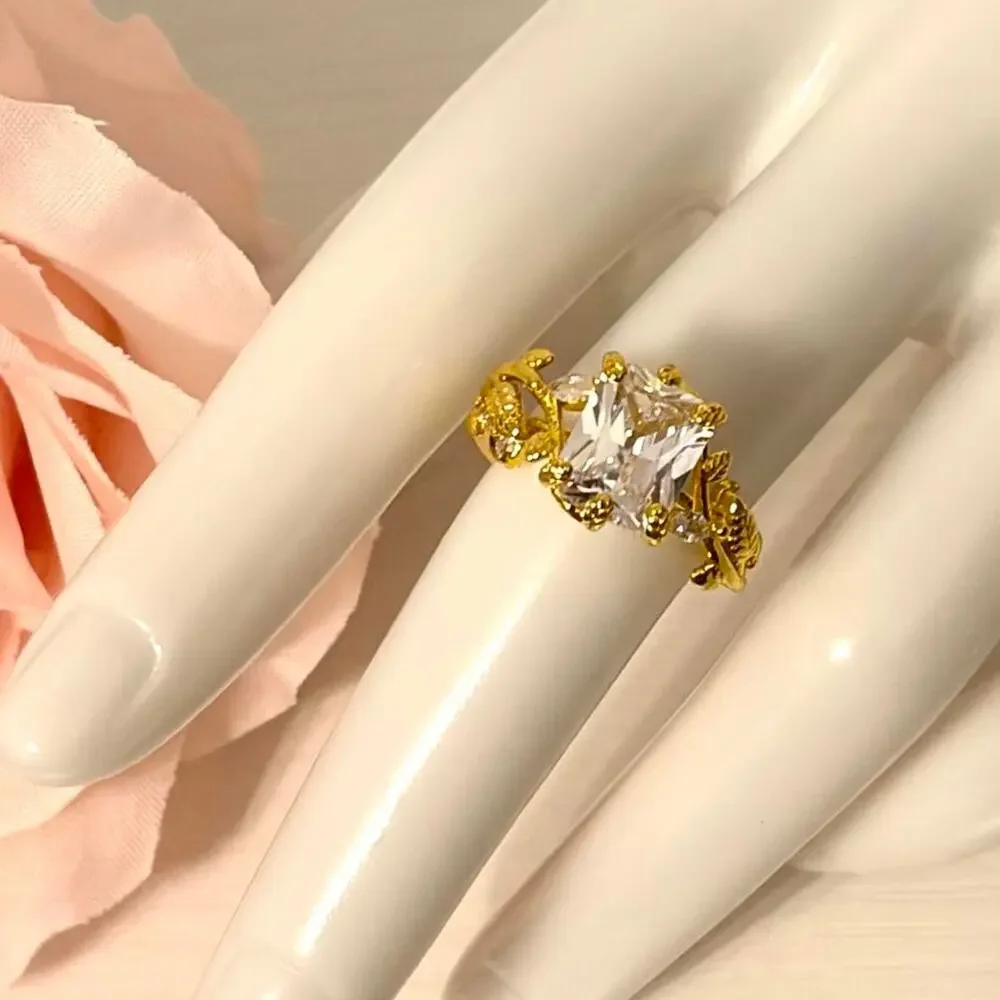 18k gold plated stainless steel CZ ring